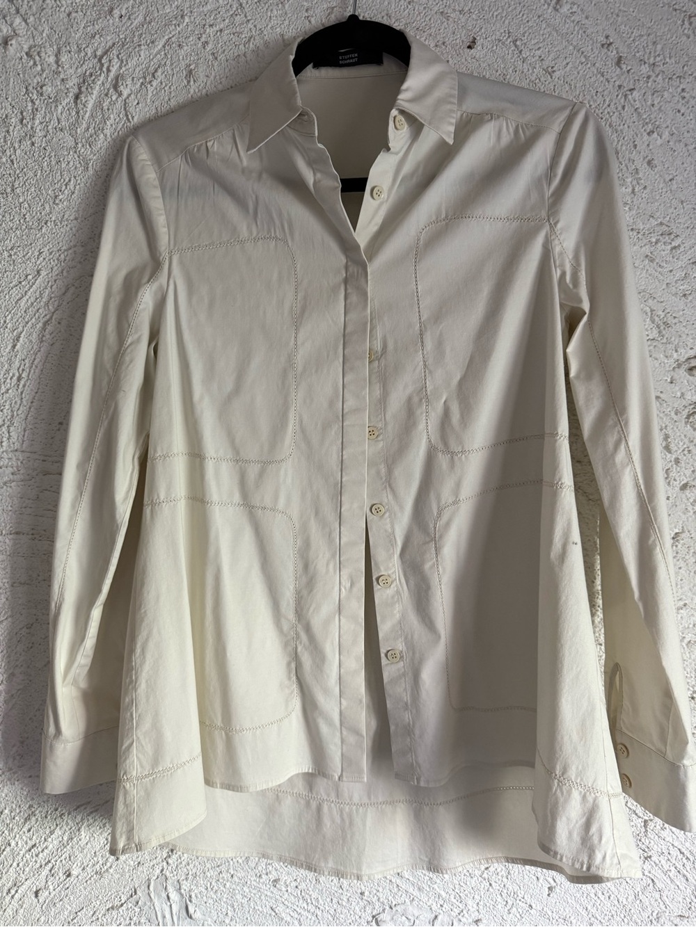 Steffen Schraut Cream Long Sleeve Relaxed Fit Button-Up Shirt